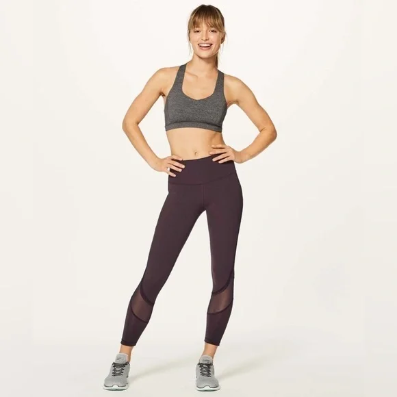 Lululemon Fresh In Mesh Tight (25") Pelt purple maroon leggings mesh - Picture 4 of 12